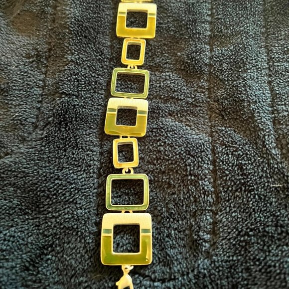 Worthington Green and Tan Square Link Bracelet - 7 inches - Picture 1 of 2